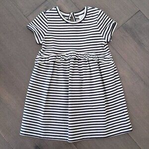 NWT Baby GAP Striped Navy White Ruffle Cotton Dress 3T